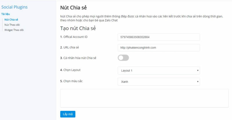 Th&ecirc;m n&uacute;t chia sẻ zalo, chat zalo cho website