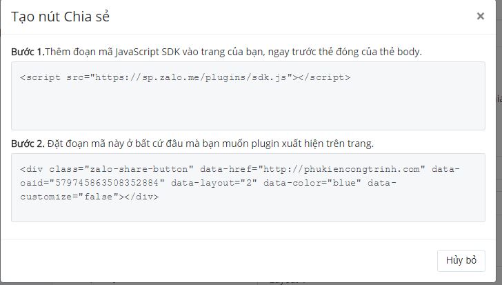Th&ecirc;m n&uacute;t chia sẻ zalo, chat zalo cho website